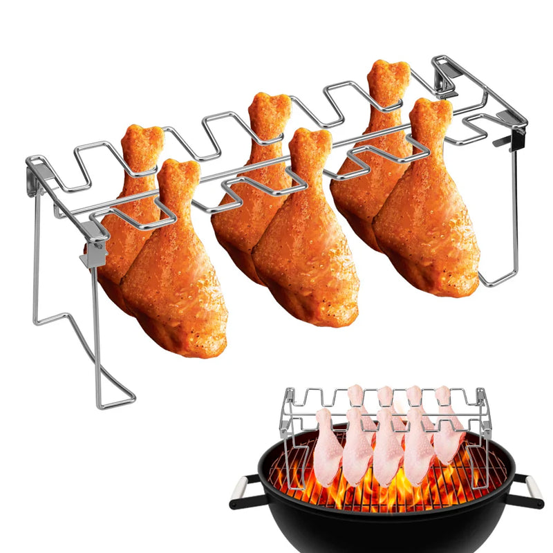 Churrasco carne frango asa perna grill churrasco cozinhar rack antiaderente aço inoxidável baqueta forno torrador suporte