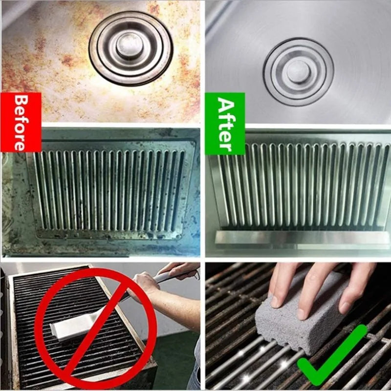 Escova de limpeza para churrasqueira, bloco de tijolos, pedra de limpeza de churrasco, tijolo de pedra-pomes para rack de churrasco, cozinha ao ar livre, ferramentas para churrasco mangal