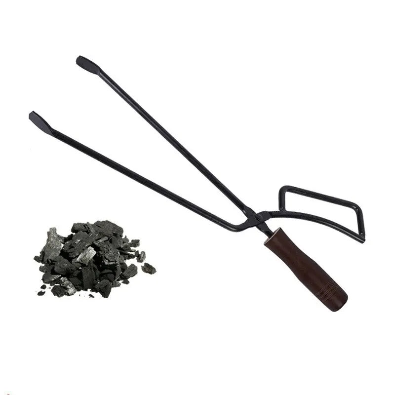 Spot Barbecue Carbon Clips, Pinças ardentes, Clipes De Carvão, Pinças De Carbono Cobridas De Pato, Punho De Madeira Sólida Não Quente