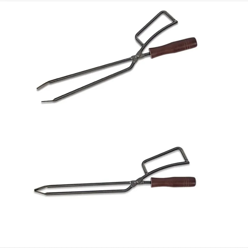 Spot Barbecue Carbon Clips, Pinças ardentes, Clipes De Carvão, Pinças De Carbono Cobridas De Pato, Punho De Madeira Sólida Não Quente